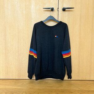 Aviator Nation Black Sweater with Rainbow Stripes